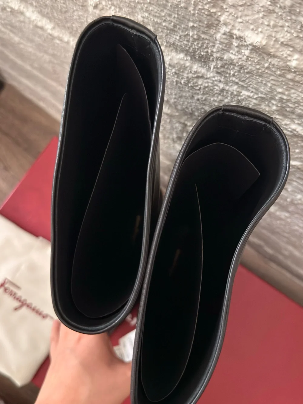 Salvatore Ferragamo Black Leather Knee-High Boots